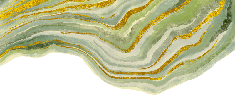 Marbleized Geode Green and Gold Wavy Simplified Border
